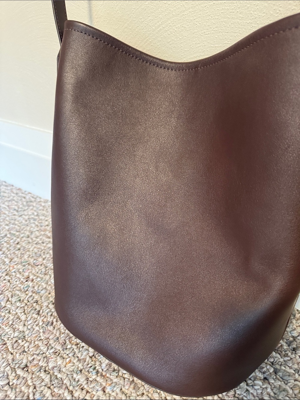 J. Crew Dark Brown Suede Bucket Shoulder Bag - Picture 3 of 4